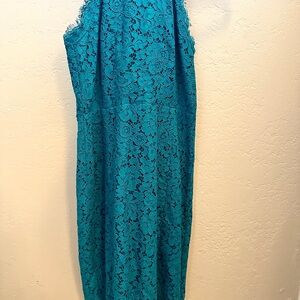 Loft Elegant Teal Lined Lace Dress